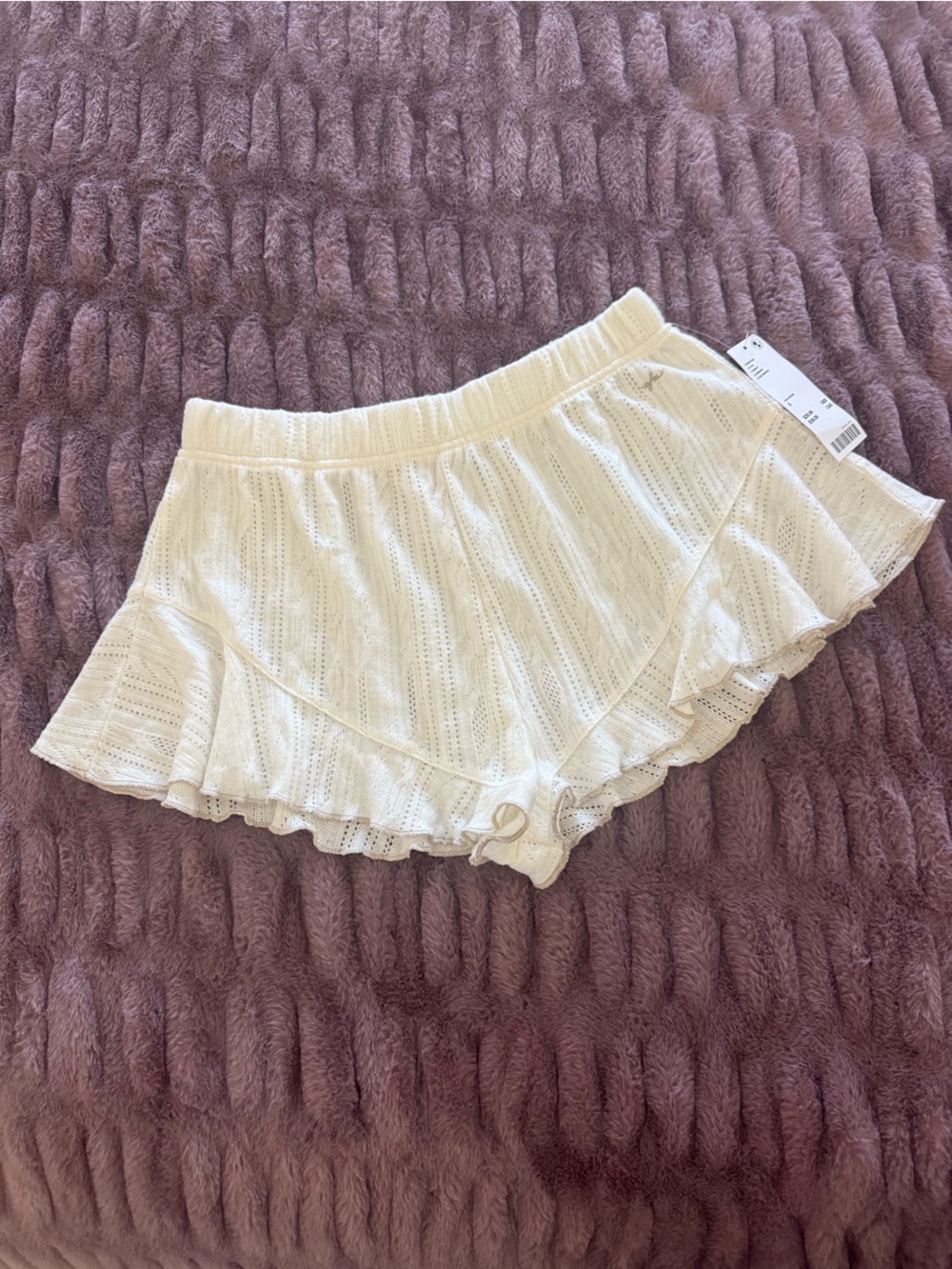 Urban Outfitters Cream Ruffle Knit Skort